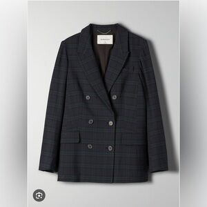 Aritzia | Babaton Samuel Blazer | Navy/Green Plaid, Size 6